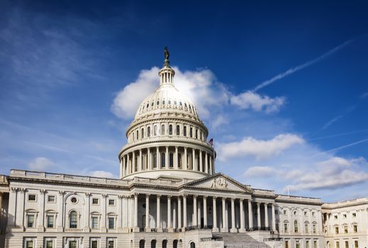 Facade of the United States Congress on Capitol Hill, Washington DC on a sunny day