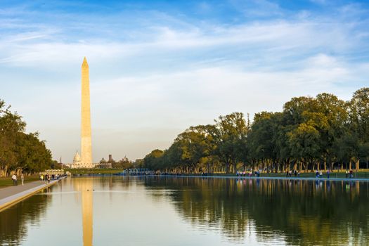 The monument to George Washington and the National Mall in Washington D.C. in a sunny day