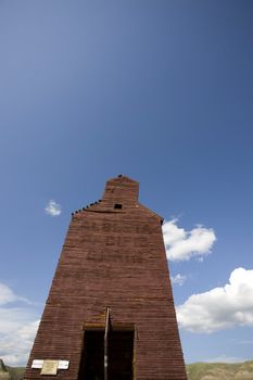 Grain Elevator Alberta Dorothy badlands abandoned blue sky