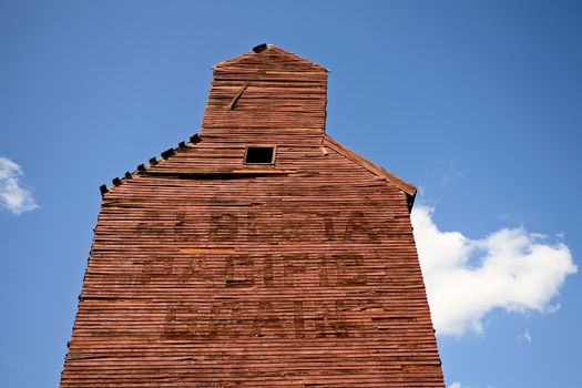 Grain Elevator Alberta Dorothy badlands abandoned blue sky