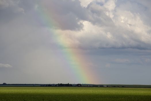 Rainbow Storm Clouds Canada Saskatchewan Dramatic Summer