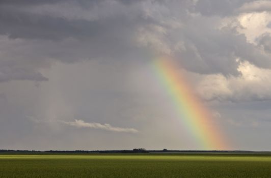 Rainbow Storm Clouds Canada Saskatchewan Dramatic Summer