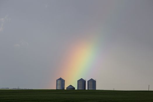 Rainbow Storm Clouds Canada Saskatchewan Dramatic Summer