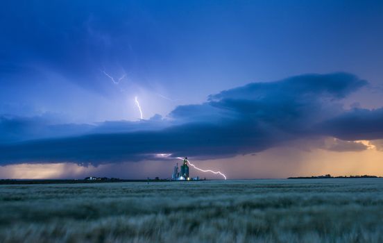 Lightning Storm Clouds Canada Saskatchewan Dramatic Summer
