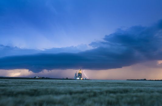 Lightning Storm Clouds Canada Saskatchewan Dramatic Summer