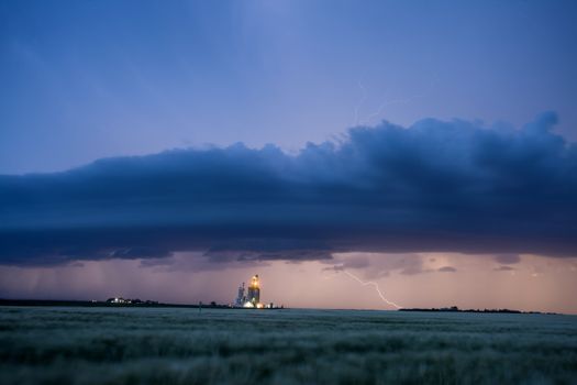 Lightning Storm Clouds Canada Saskatchewan Dramatic Summer