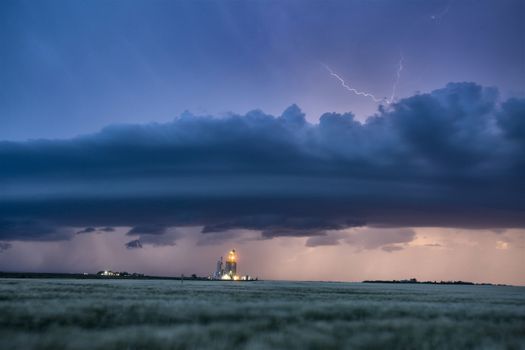 Lightning Storm Clouds Canada Saskatchewan Dramatic Summer