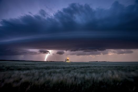 Lightning Storm Clouds Canada Saskatchewan Dramatic Summer