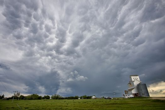 Prairie Storm Clouds Canada Saskatchewan Grain elevator