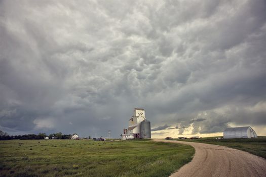 Prairie Storm Clouds Canada Saskatchewan Grain elevator