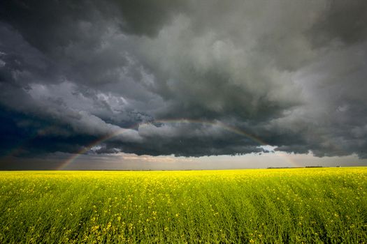 Rainbow Storm Clouds Canada Saskatchewan Dramatic Summer