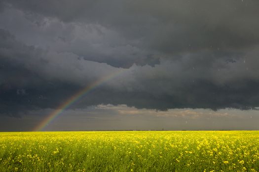 Rainbow Storm Clouds Canada Saskatchewan Dramatic Summer