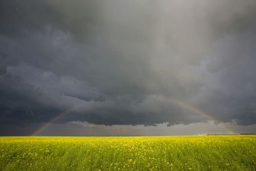 Rainbow Storm Clouds Canada Saskatchewan Dramatic Summer