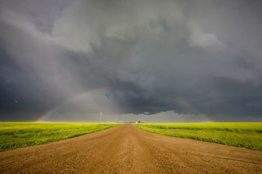Rainbow Storm Clouds Canada Saskatchewan Dramatic Summer