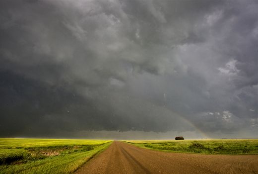 Rainbow Storm Clouds Canada Saskatchewan Dramatic Summer