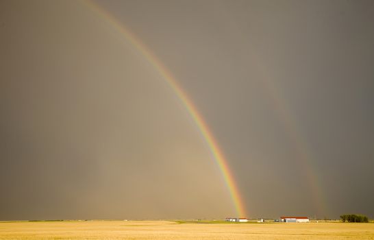 Rainbow Storm Clouds Canada Saskatchewan Dramatic Summer