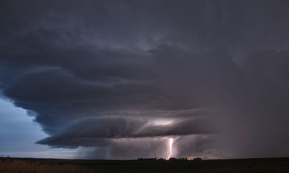 Lightning Storm Clouds Canada Saskatchewan Dramatic Summer