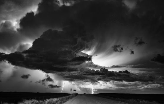 Lightning Storm Clouds Canada Saskatchewan Dramatic Summer