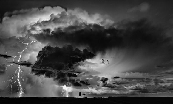 Lightning Storm Clouds Canada Saskatchewan Dramatic Summer