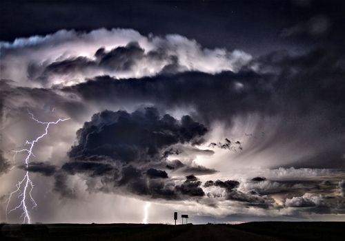 Lightning Storm Clouds Canada Saskatchewan Dramatic Summer