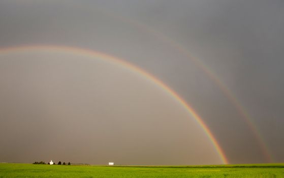 Rainbow Storm Clouds Canada Saskatchewan Dramatic Summer