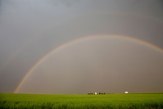 Rainbow Storm Clouds Canada Saskatchewan Dramatic Summer