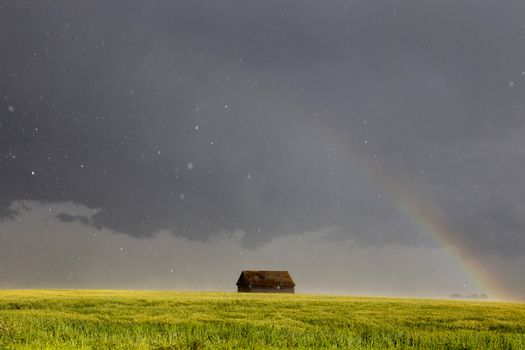 Rainbow Storm Clouds Canada Saskatchewan Dramatic Summer