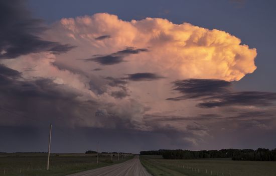 Prairie Storm Clouds Canada Saskatchewan Dramatic Sunset