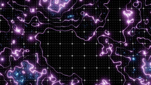 Abstract technological image of glowing topographical map. The concept of digital data. 3D illustration