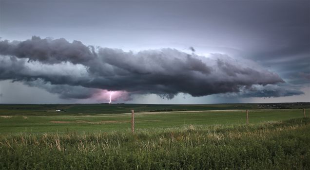 Lightning Storm Clouds Canada Saskatchewan Dramatic Summer