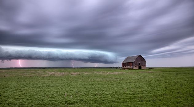 Lightning Storm Clouds Canada Saskatchewan Dramatic Summer