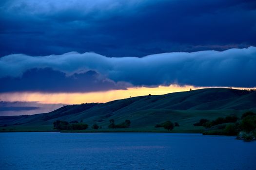 Prairie Storm Clouds Canada Saskatchewan Dramatic Sunset