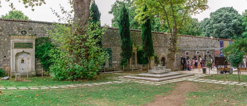 Istambul, Turkey – 07.12.2019. Tourists visit Topkapi Park in Istambul on a cloudy summer day