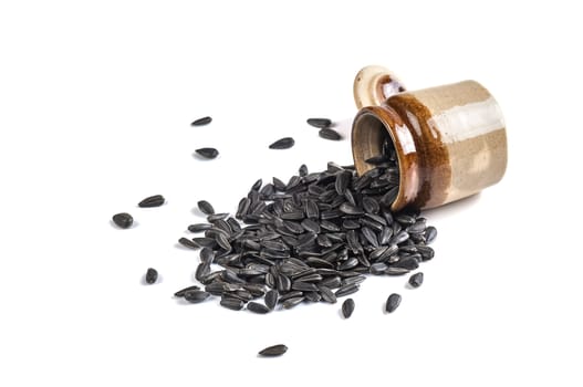 Sunflower Seeds isolated on white background. Helianthus annuus.