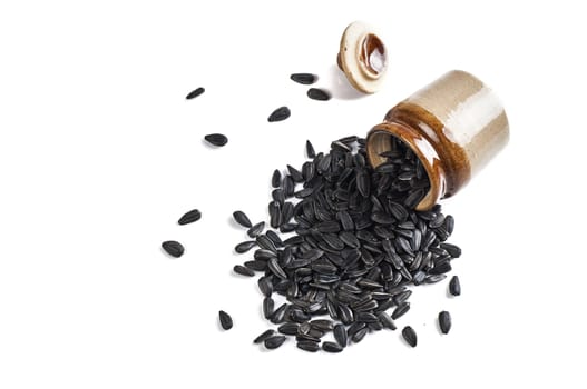 Sunflower Seeds isolated on white background. Helianthus annuus.