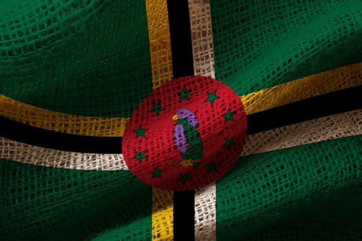 Close-up photograph of the flag of Dominica