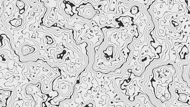 Abstract texture that looks like a topographical map. Black lines on a white background. 3D illustration