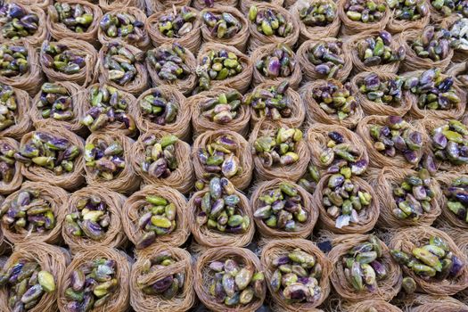 background of sweet candy food in food like birthnest on the the souk in Jerusalem, the souk is the most famous market in Jerusalem