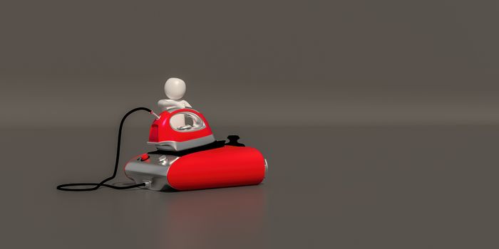 3d illustrator, 3d rendering of the White character and  irons.