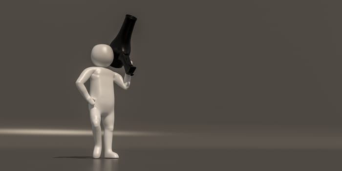 3d illustrator, 3d rendering of the White character and hair dryer.
