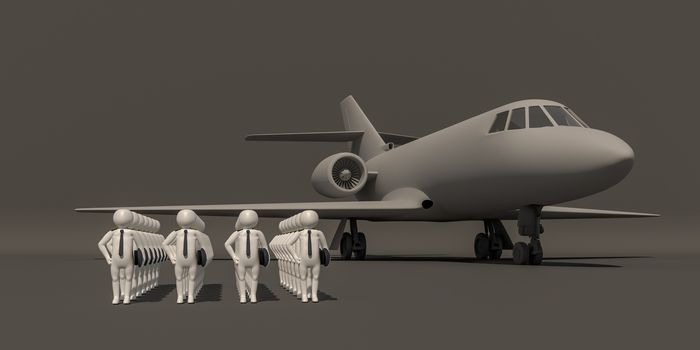 3d illustrator, 3d rendering of the White character of The pilots and planes.