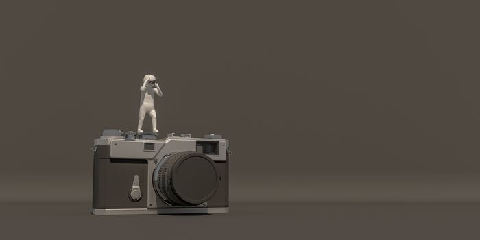 3d illustrator, 3d rendering of the  Photographer and camera.