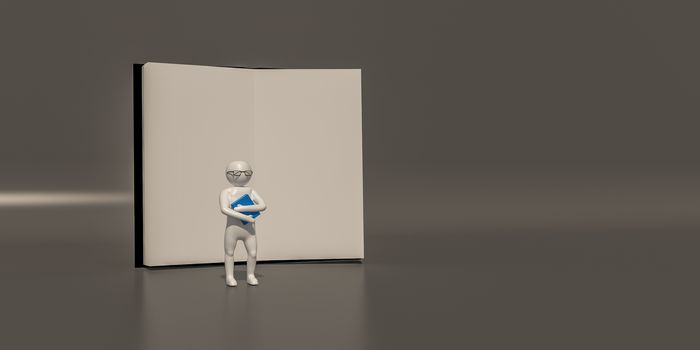 3d illustrator, 3d rendering of the Teacher and book.