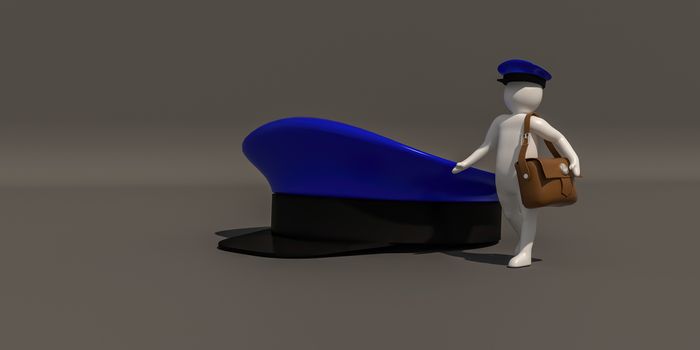 3d rendering of the White character is Postman