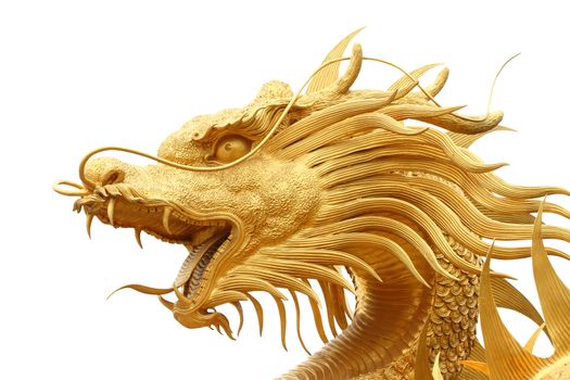 Close up of Chinese dragon isolated on white background, clipping path.