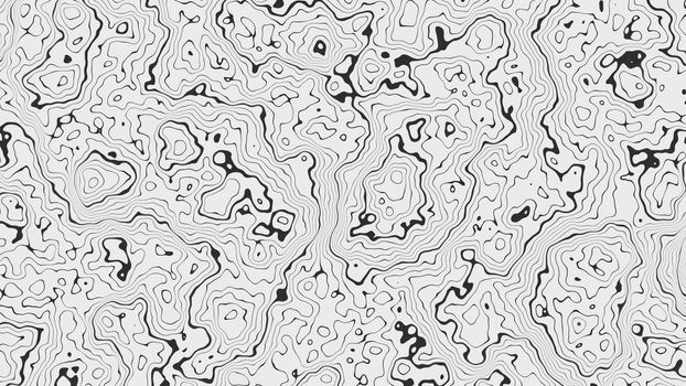 Abstract texture that looks like a topographical map. Black lines on a white background. 3D illustration