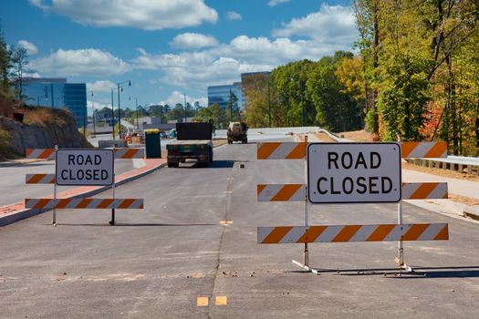 A new bridge with road closed signs