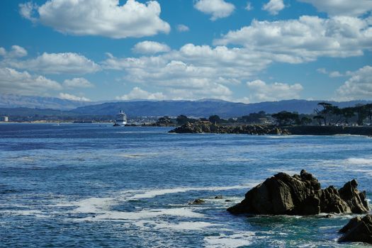 Cruise Ship in Distance in Monterey