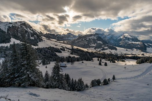 Wonderful winter hike from Restaurant Eggli over the Forstseeli and Diepoldsauer sponge to the Fähnerenspitz in the Appenzeller Land in Switzerland