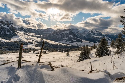 Wonderful winter hike from Restaurant Eggli over the Forstseeli and Diepoldsauer sponge to the Fähnerenspitz in the Appenzeller Land in Switzerland